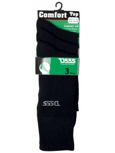 Duke Clothing Spark Black/Black Cotton Socks 3Pr Pack 11-13 | Mens Larger Sized Shoes