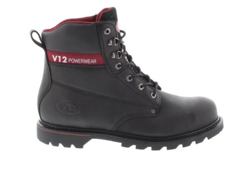 V12 Footwear Boulder Black Leather Safety Boot | Mens Larger Sized Shoes