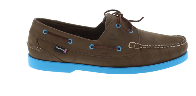 Chatham Compass Choc/Blue Nubuck Boat Shoe | Mens Larger Sized Shoes