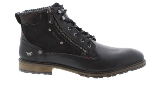 Mustang Fraser Black Man-Made Leather Effect Boot | Mens Larger Sized Shoes