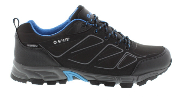 Hi-Tec Ripper Black/Lake Blue Walking Shoe | Mens Larger Sized Shoes
