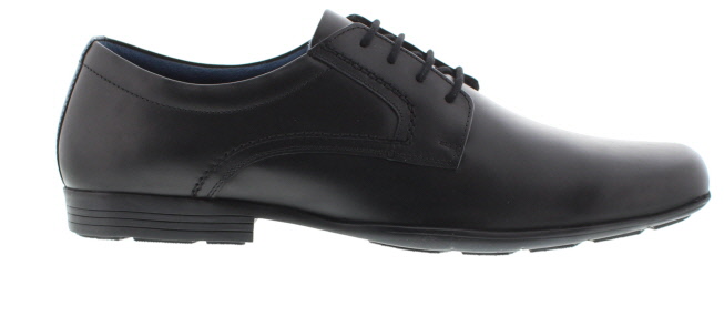 POD Alec Black Waxy Leather School Shoe - Walktall