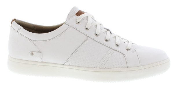 Rockport CL Colle White Leather Lace Up Sneaker | Mens Larger Sized Shoes