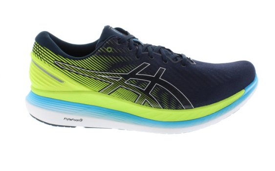 Asics GlideRide Blue/Green Textile Running Shoe | Mens Larger Sized Shoes