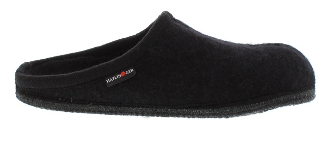 Haflinger Alaska Black Wool Mule Slipper | Mens Larger Sized Shoes