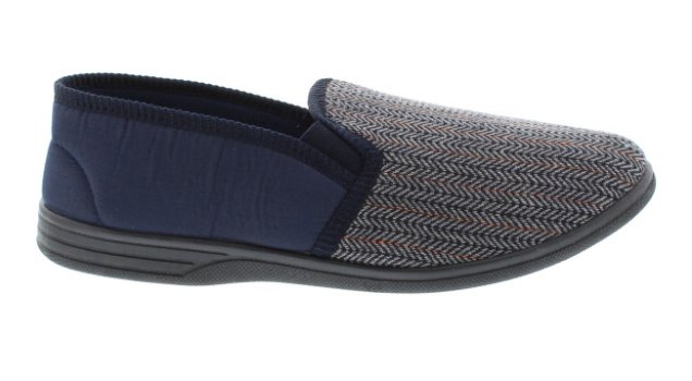 Zedzzz Charles Navy Textile Slipper | Mens Larger Sized Shoes