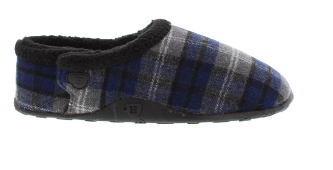 Homeys Finn Blue/Black Textile Slipper | Mens Larger Sized Shoes