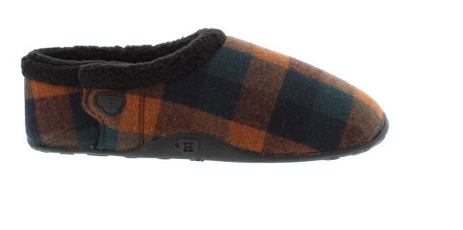 Homeys Harry Brown/Black Textile Slipper | Mens Larger Sized Shoes
