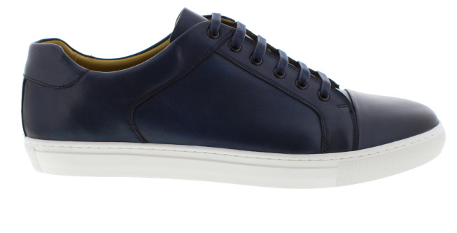 Steptronic Yale Navy Nappa Leather Cupsole Sneaker | Mens Larger Sized Shoes