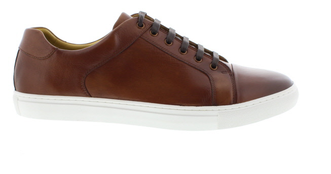 Steptronic Yale Cognac Nappa Leather Cupsole Sneaker | Mens Larger Sized Shoes